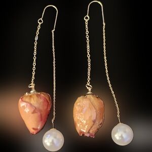 Real Rose Threader Earrings